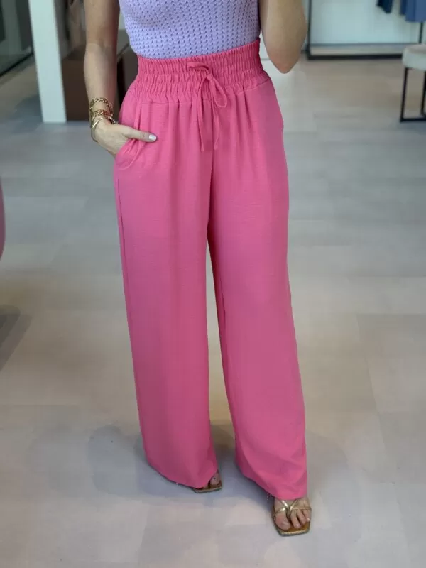 Calça de Crepe com Elástico - Rosa Melancia - Image 5