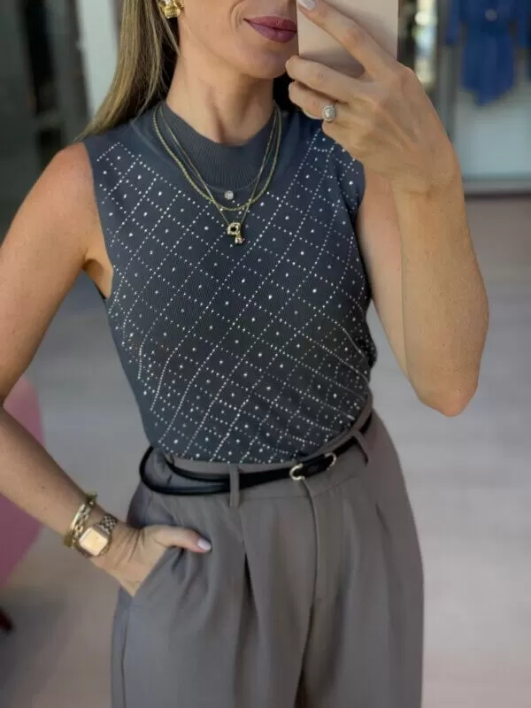 Blusa Modal e Brilhos - Cinza - Image 4