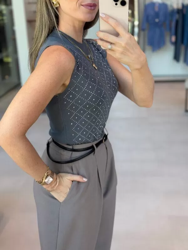 Blusa Modal e Brilhos - Cinza - Image 3