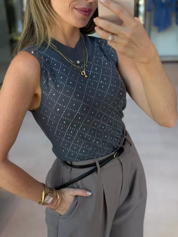 Blusa Modal e Brilhos - Cinza - Image 2