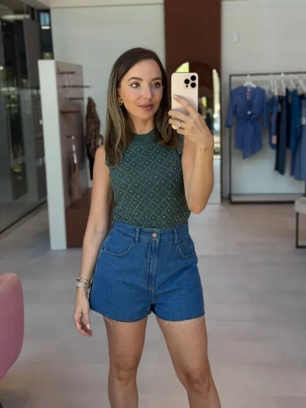 Short Jeans Básico - Azul